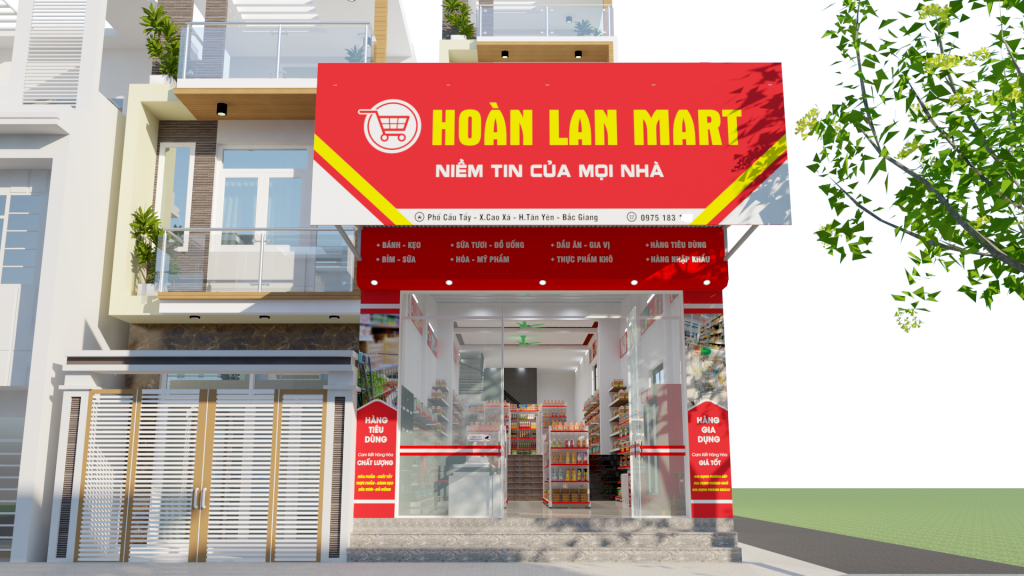 Thiết kế siêu thị mini Hoàn Lan tại Bắc Giang