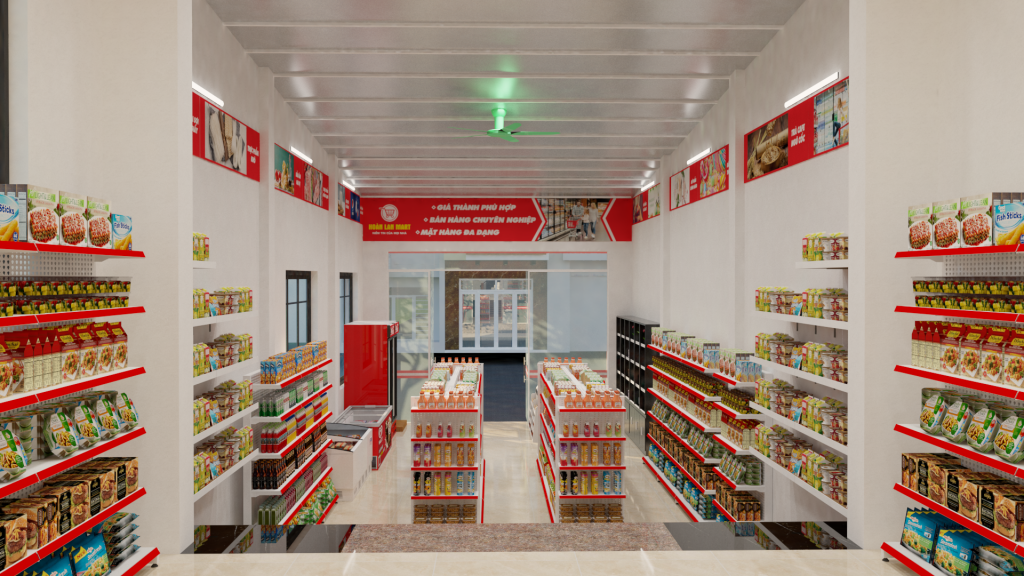 Không gian siêu thị mini Hoàn Lan