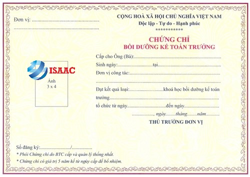 Mẫu chứng chỉ kế toán trưởng