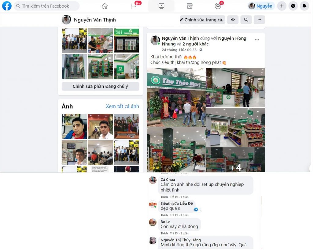 Khách hàng comment ở bài post Facebook