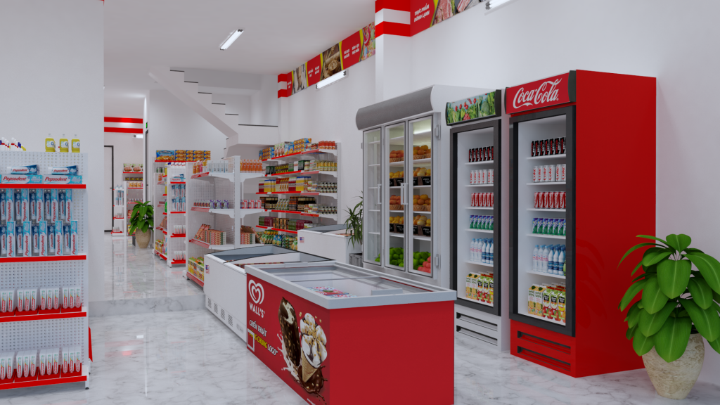 Khu vực tủ đông, mát siêu thị