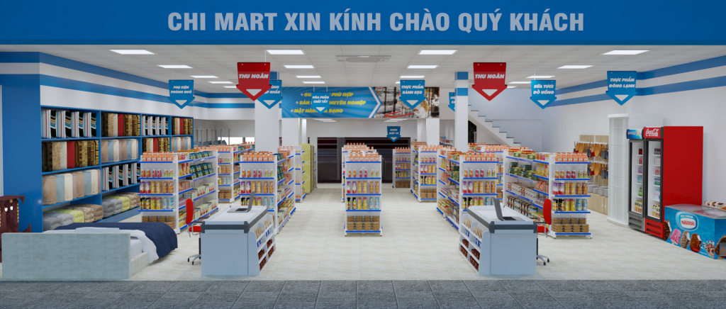 View toàn cảnh nhìn từ bên ngoài vào của siêu thị Chimart View toàn cảnh nhìn từ bên ngoài vào của siêu thị Chimart