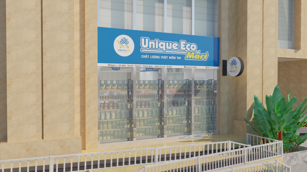 Thiết kế biển bảng siêu thị Unique Eco mart Thiết kế biển bảng siêu thị Unique Eco mart